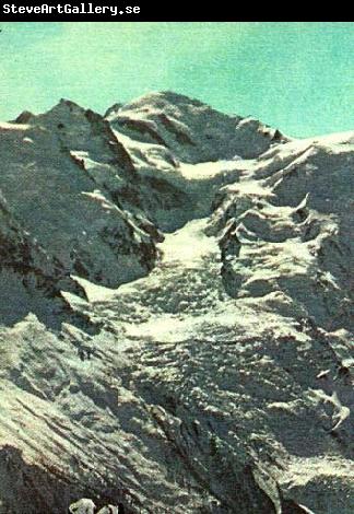 unknow artist paccard balmat och de flesta andra alpinister tog  sig upp till mont blancs topp pa nordsidan